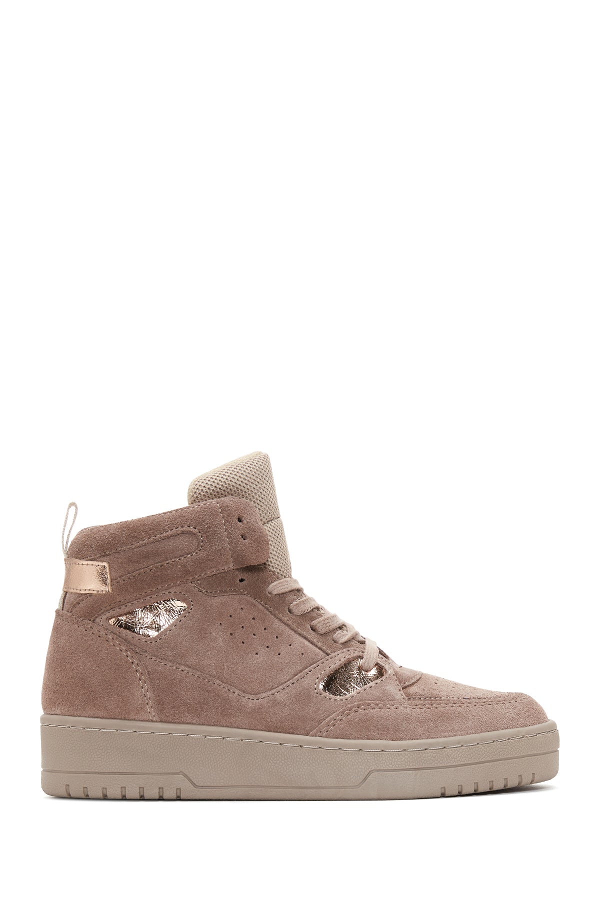 Women's Mink Suede Leather High Top Sneaker 22WFD500410 | Derimod