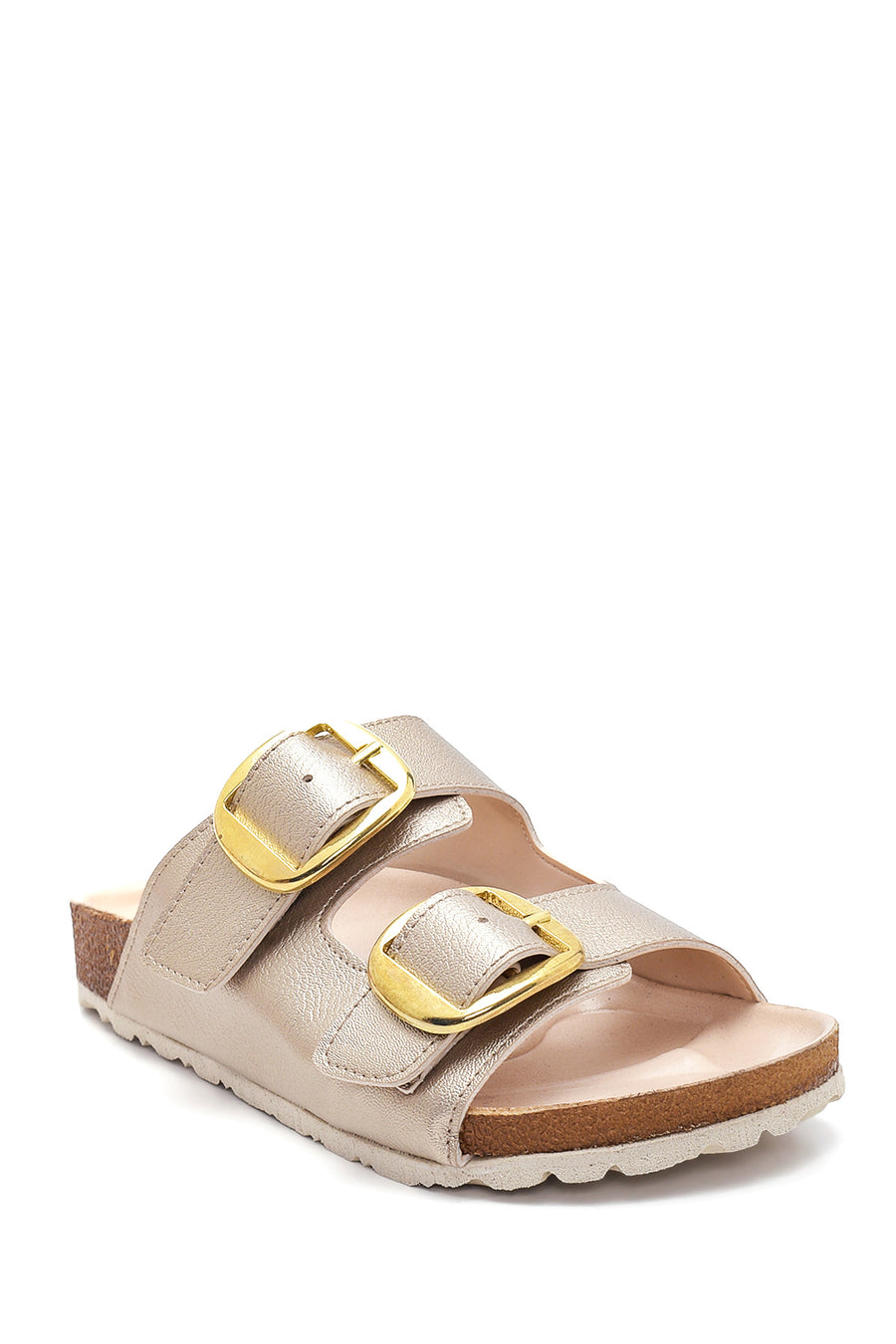 Women's Gold Buckle Slippers