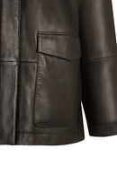 Florida-X Woman Black A-Line Leather Jacket | Derimod