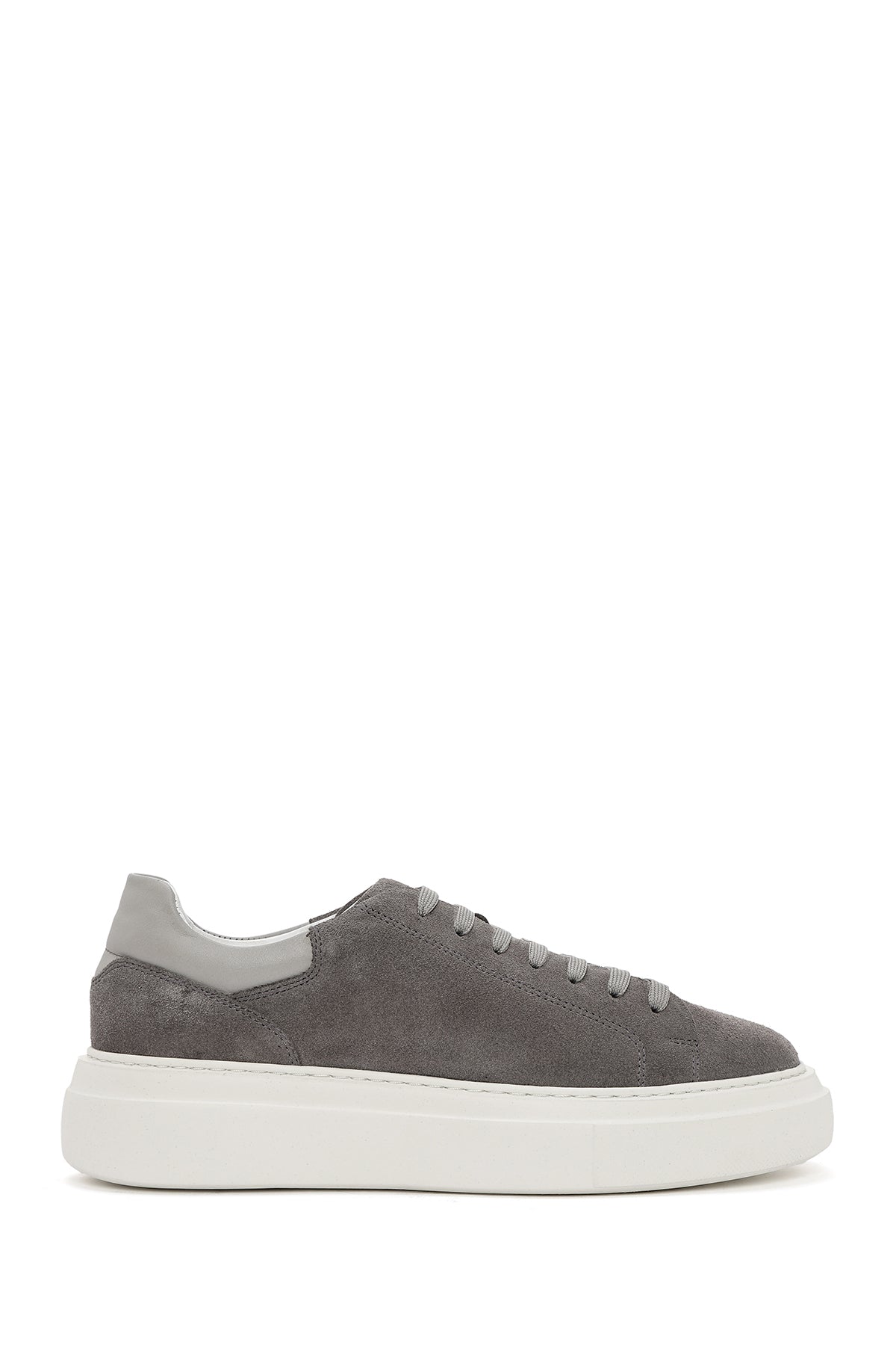Erkek Gri Bağcıklı Kalın Tabanlı Süet Deri Sneaker 25SFD612910 | Derimod