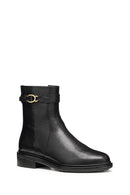 Geox Women Black D Walk Pleasure A - Goat Lea Zippered Leather Boot | Derimod