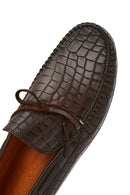 Men's Brown Crocodile Patterned Leather Casual Loafer | Derimod