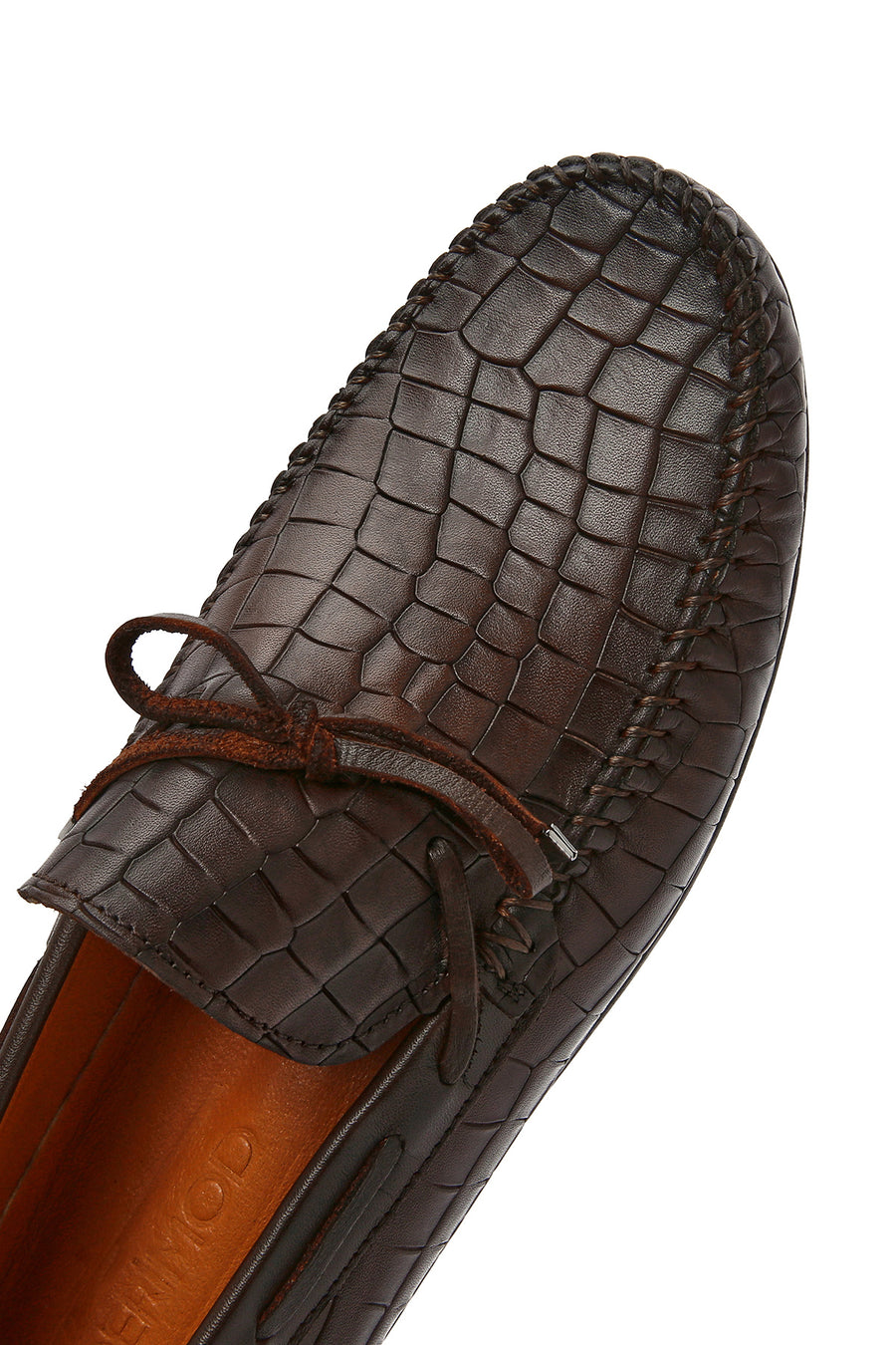 Men's Brown Crocodile Patterned Leather Casual Loafer