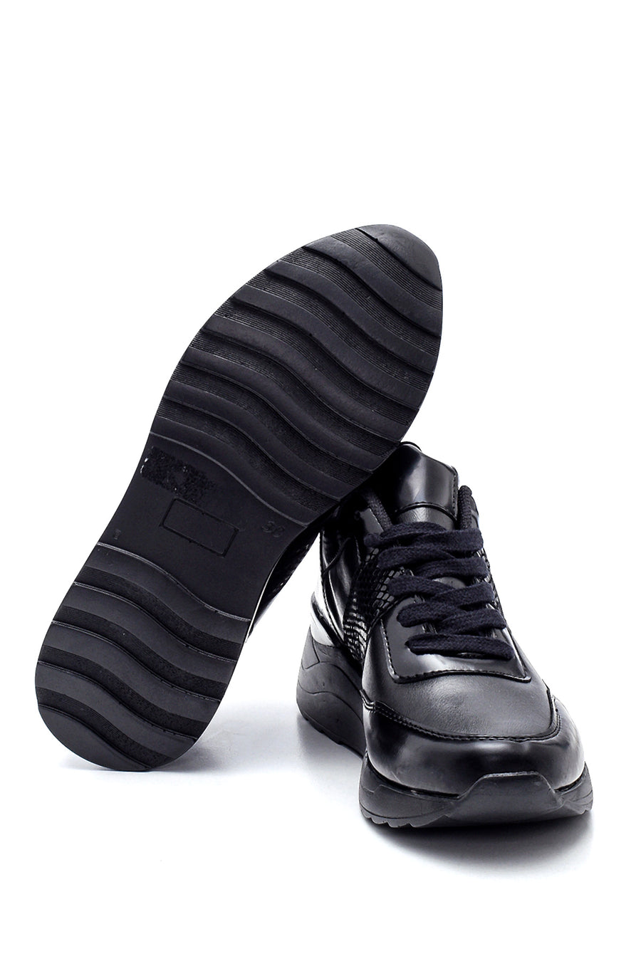 Women's Leather Crocodile Detailed Sneaker