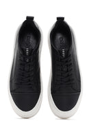 Men's Black Leather Thick Soled Sneaker | Derimod