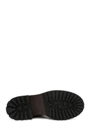 Woman Brown Zip Closure Thick-Soled Suede Combat Boots | Derimod