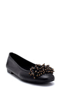 Women's Leather Bead Detailed Ballerinas | Derimod
