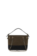 Woman Green Chain-Strap Suede Shoulder Bag | Derimod