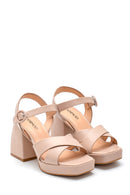 Women's Casual Platform Heeled Leather Sandals | Derimod