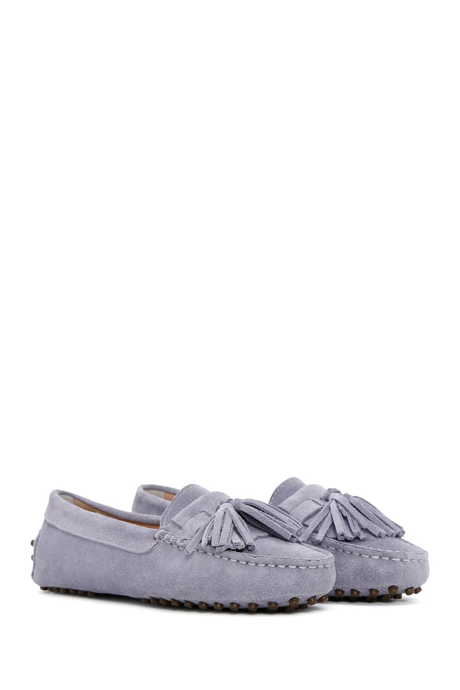 Women's Purple Tassel Detailed Suede Leather Loafer