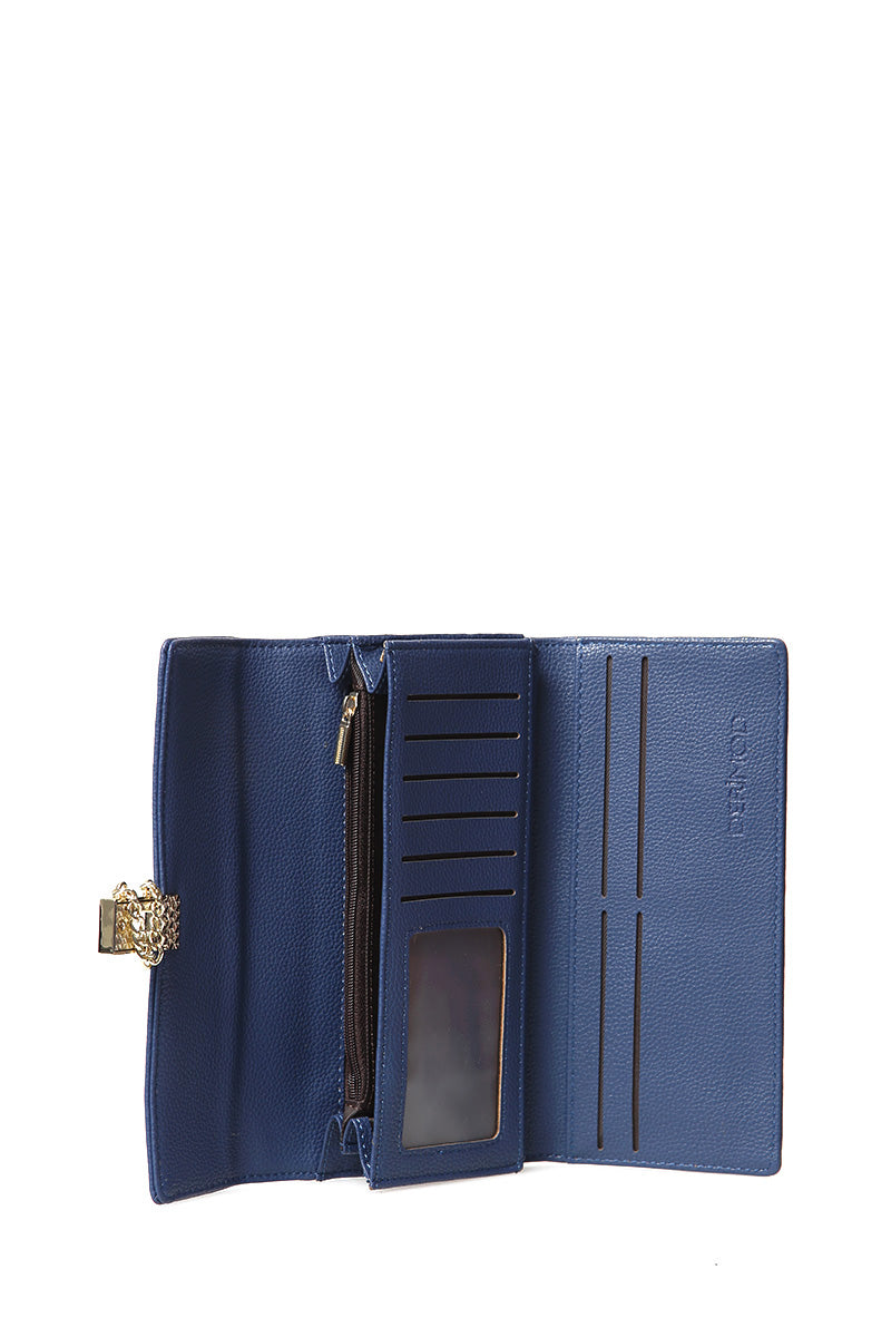 Women's Navy Blue Faux Leather Wallet