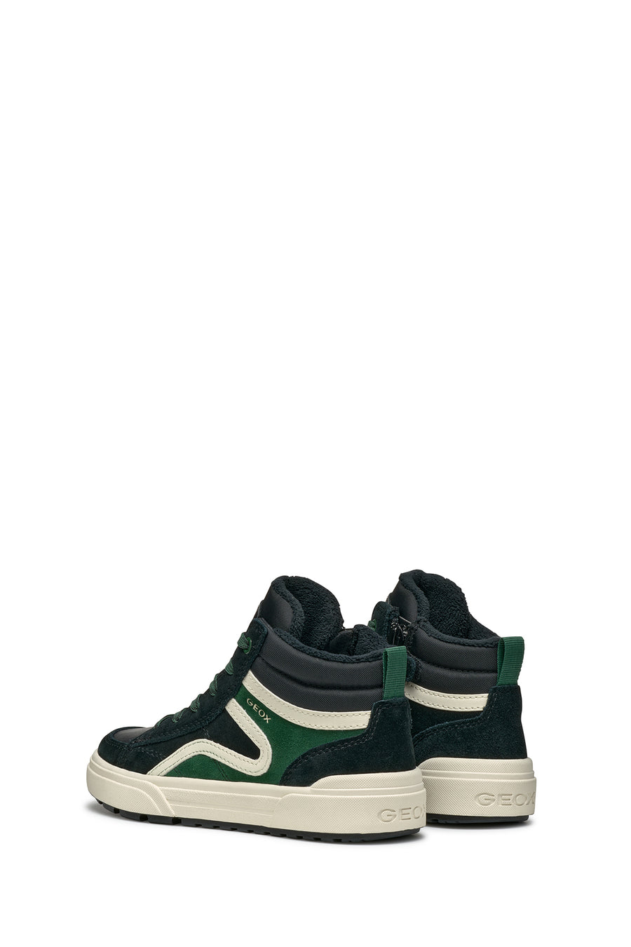 Geox Boy Green Weemble Lace-Up Zipper Detailed Ankle Sneaker