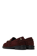 Kadın Bordo Tokalı Süet Deri Maskülen Loafer | Derimod