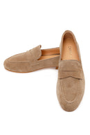 Kadın Bej Süet Deri Maskülen Loafer | Derimod
