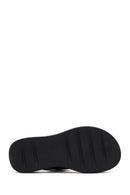 Women's Black Buckled Thick Soled Leather Comfort Sandals | Derimod