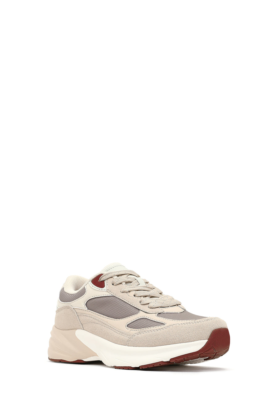 Kadın Bej Bağcıklı Kalın Tabanlı Sneaker