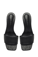Women's Black Short Thin Heeled Slippers | Derimod