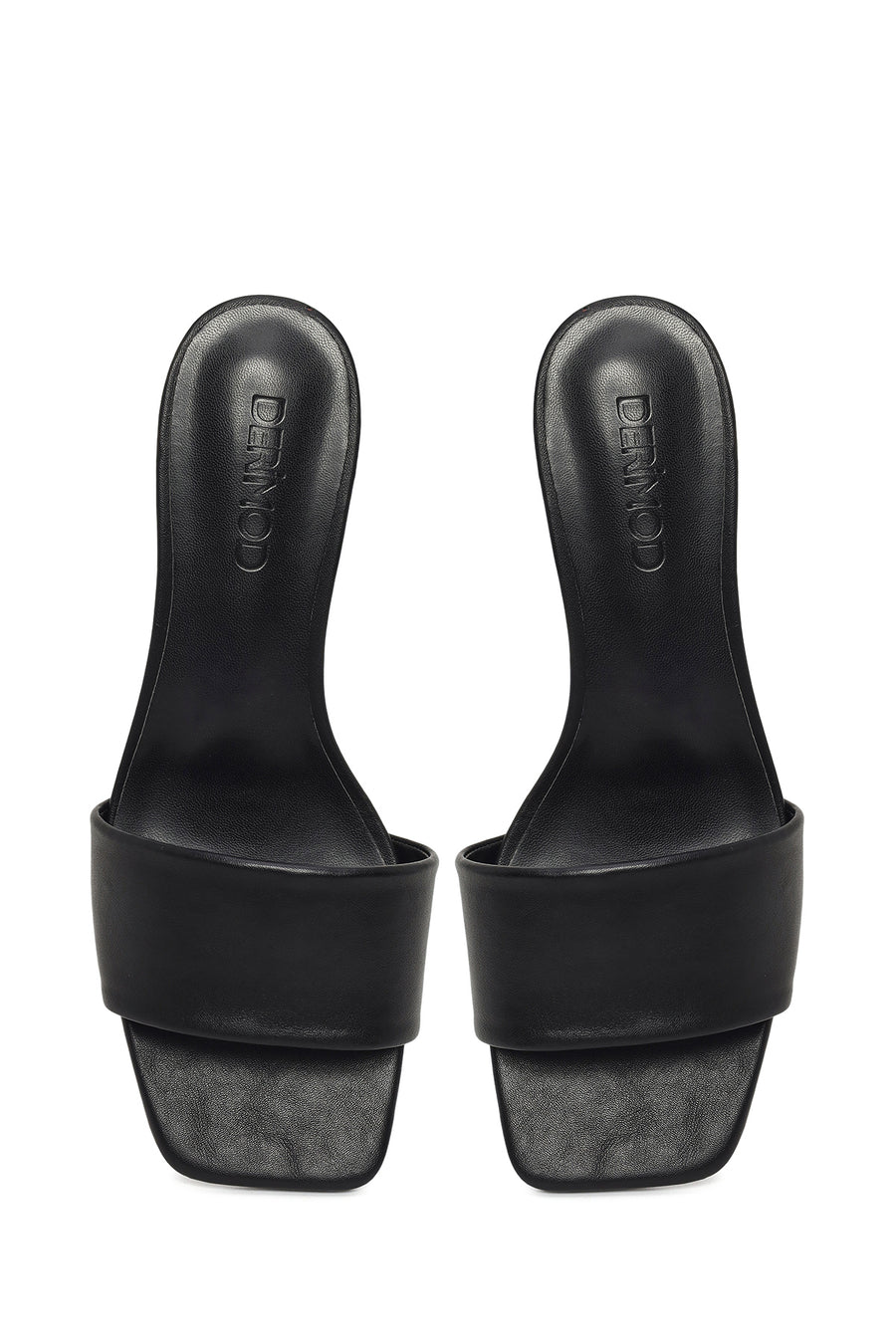 Women's Black Short Thin Heeled Slippers