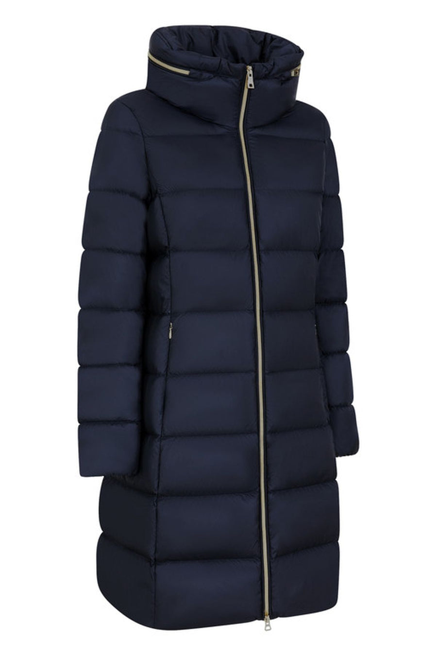 Geox Women's Navy Blue Charlene Slim Fit Hooded Long Coat
