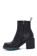 Women's Leather Zippered Heeled Boots | Derimod