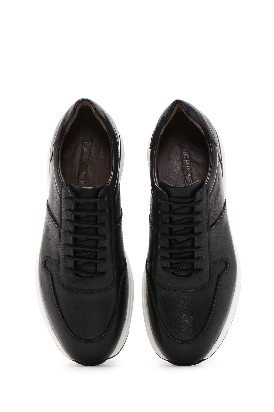Men's Black Lace-Up Leather Casual Sneaker