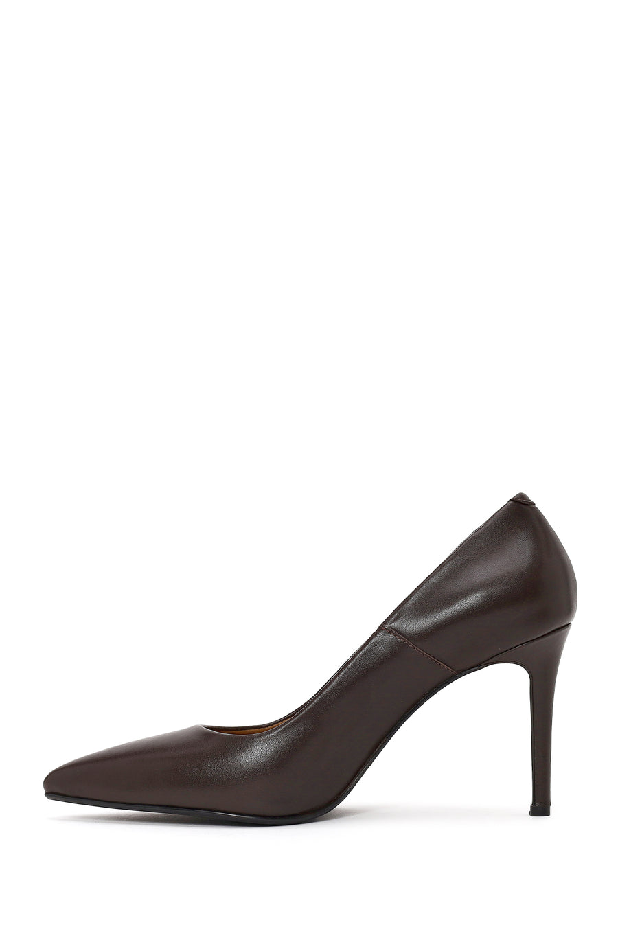 Kadın Kahverengi İnce Topuklu Deri Stiletto