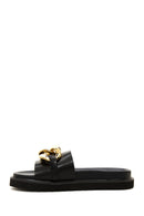 Women's Black Buckle Flat Slippers | Derimod