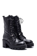 Women's Leather Zippered Heeled Boots | Derimod