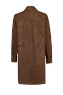 Madrid Woman Brown Long Suede Trench Coat | Derimod