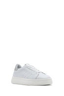 Woman White Lace-Up Leather Sneaker | Derimod