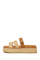Kadın Bej Bantlı Kalın Tabanlı Terlik | Derimod