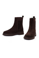 Woman Brown Suede Chelsea Boots | Derimod