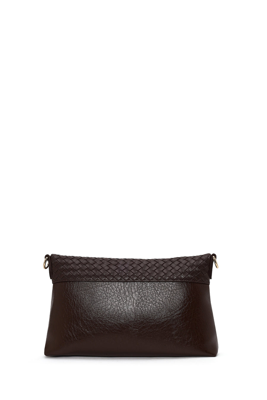 Woman Brown Long-Strap Woven Crossbody Bag