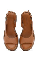 Women's Brown Thick Soled Leather Comfort Sandals | Derimod