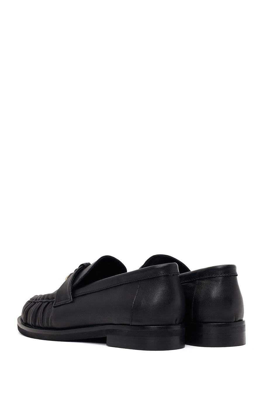 Woman Black Leather Masculine Loafers