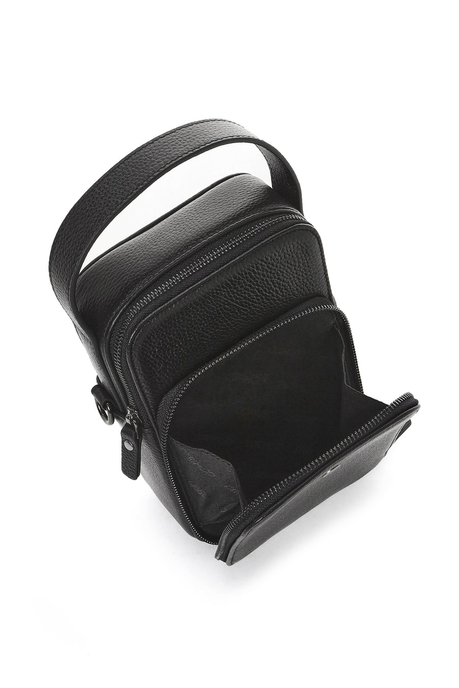 Men's Black Long Strap Leather Handbag