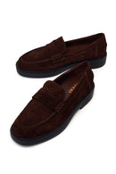 Woman Brown Suede Masculine Loafer | Derimod