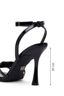 Woman Black Ankle-Buckle Thin High-Heel Patent Leather Sandal | Derimod