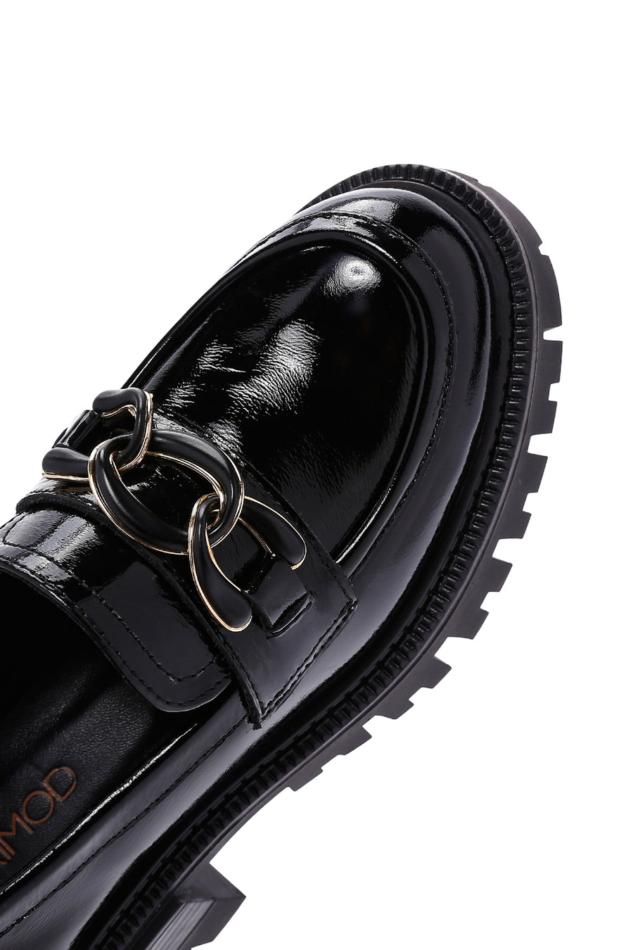 Women's Black Buckle Detailed Leather Masculine Loafer