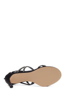 Woman Black Ankle-Buckle Embellished High Stiletto Heel Sandal | Derimod
