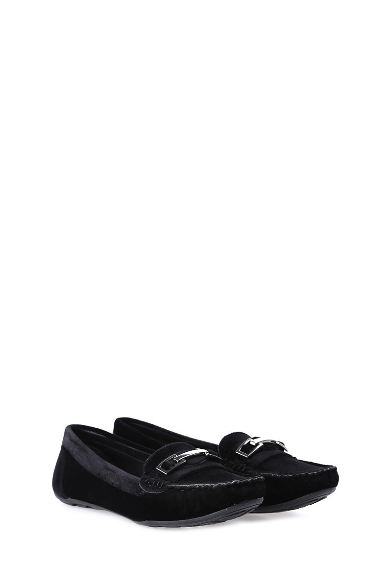 Women's Suede Loafer with Buckle
