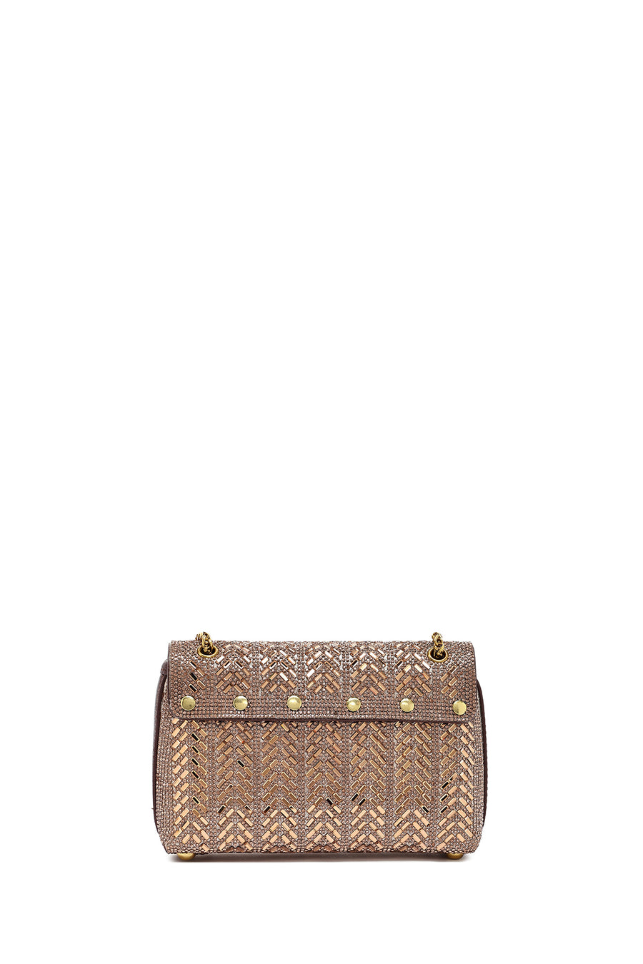 Women's Bronze Chain Strap Embellished Mini Evening Bag