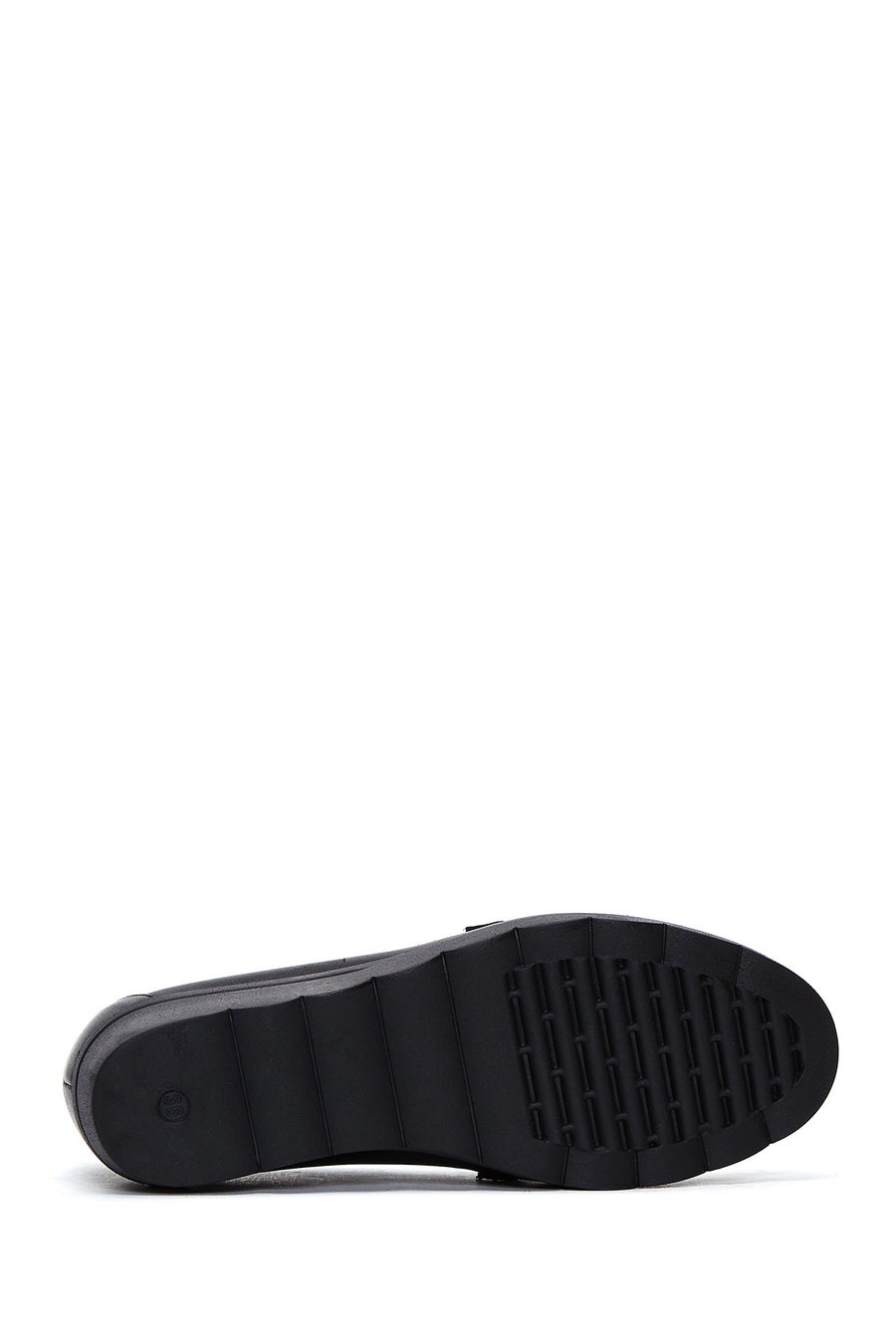 Women's Black Wedge Heel Leather Loafer