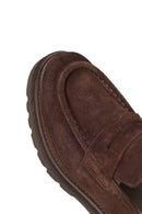 Male Brown Chunky-Soled Suede Loafers | Derimod
