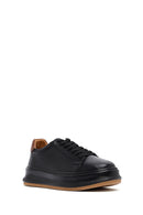 Erkek Siyah Bağcıklı Kalın Tabanlı Deri Sneaker | Derimod