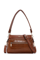 Women's Brown Long Strap Crocodile Crossbody Bag | Derimod