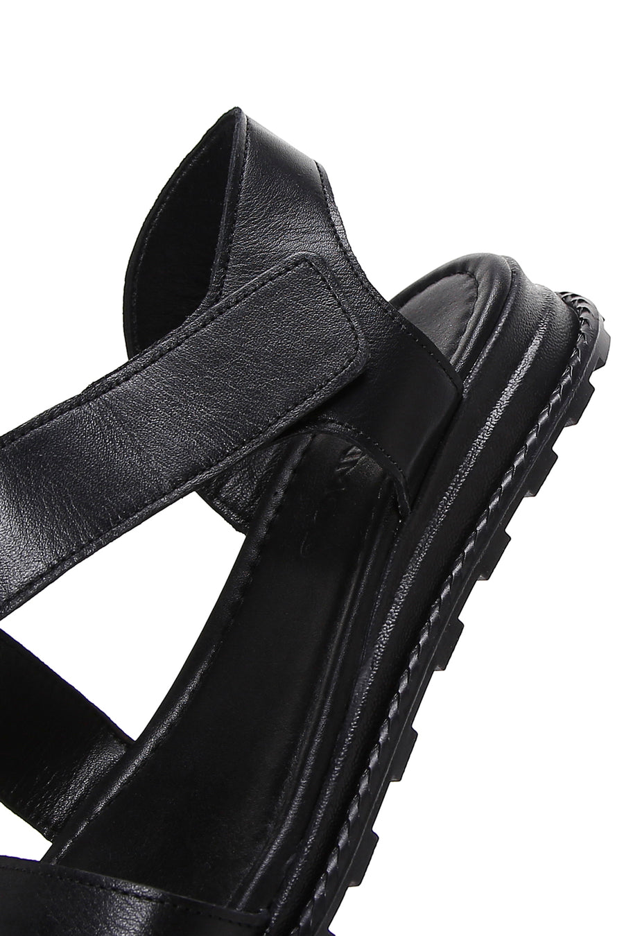 Women's Black Ankle Strap Leather Sandals
