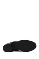 Woman Black Zip Closure Crocodile Patterned Chunky Heeled Suede Boots | Derimod