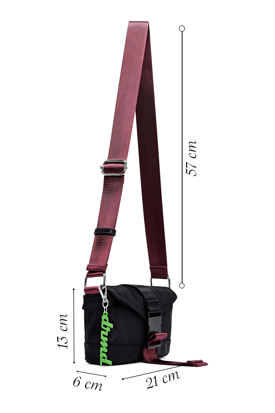 Women's Black Long Strap Mini Fabric Crossbody Bag
