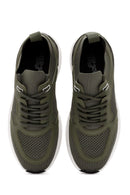 Derimod Zero Men's Green Laced Thick Soled Fabric Sneaker | Derimod